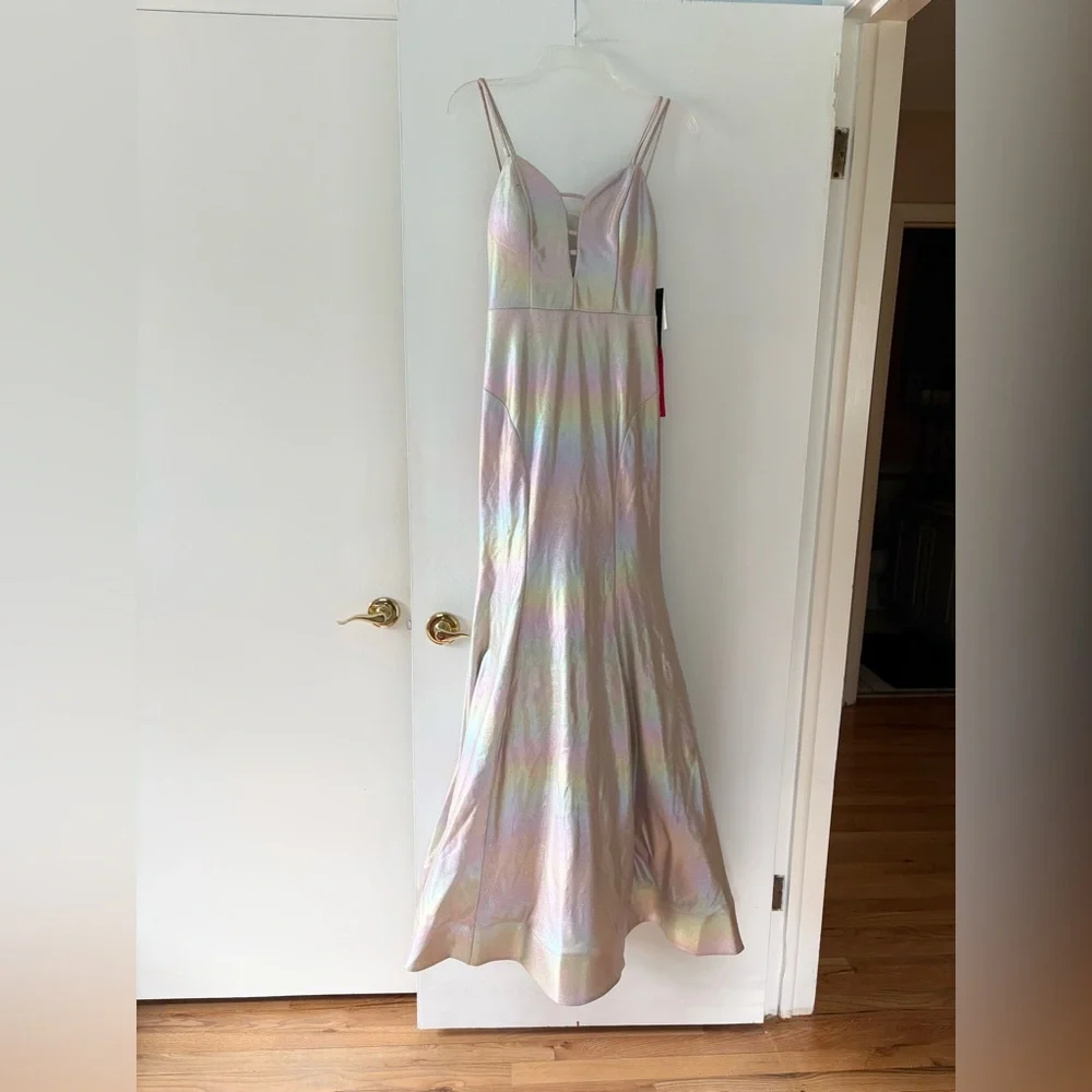 Nwt! City Vibe iridescent rainbow pearl prom dress gown 3 - Picture 3 of 8